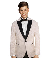 Load image into Gallery viewer, Boy's Ivory/Black Stylish Paisley Tuxedo Dinner Jacket