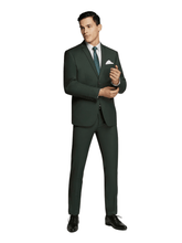 Load image into Gallery viewer, Men's Formal Bottle Green Plain Two-Button SUIT