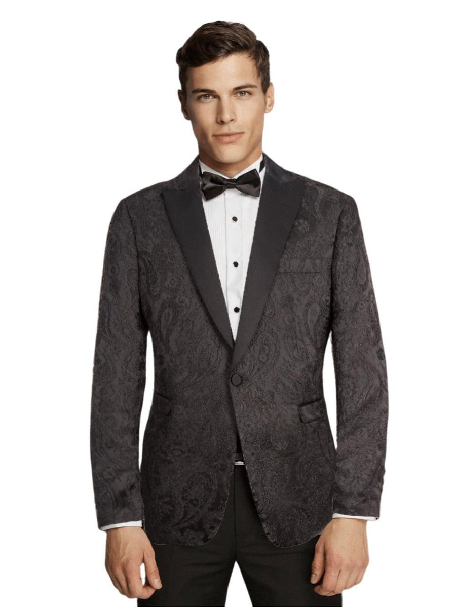 Men s Black Stylish Paisley Tuxedo Dinner Jacket