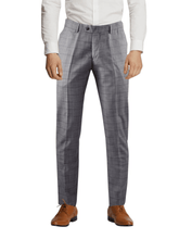 Load image into Gallery viewer, Men's Trendy Formal Grey Double Line Windowpane Check Trousers