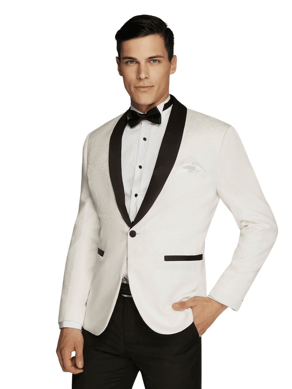 Men s Ivory Patterned Tuxedo Dinner Jacket Blazer