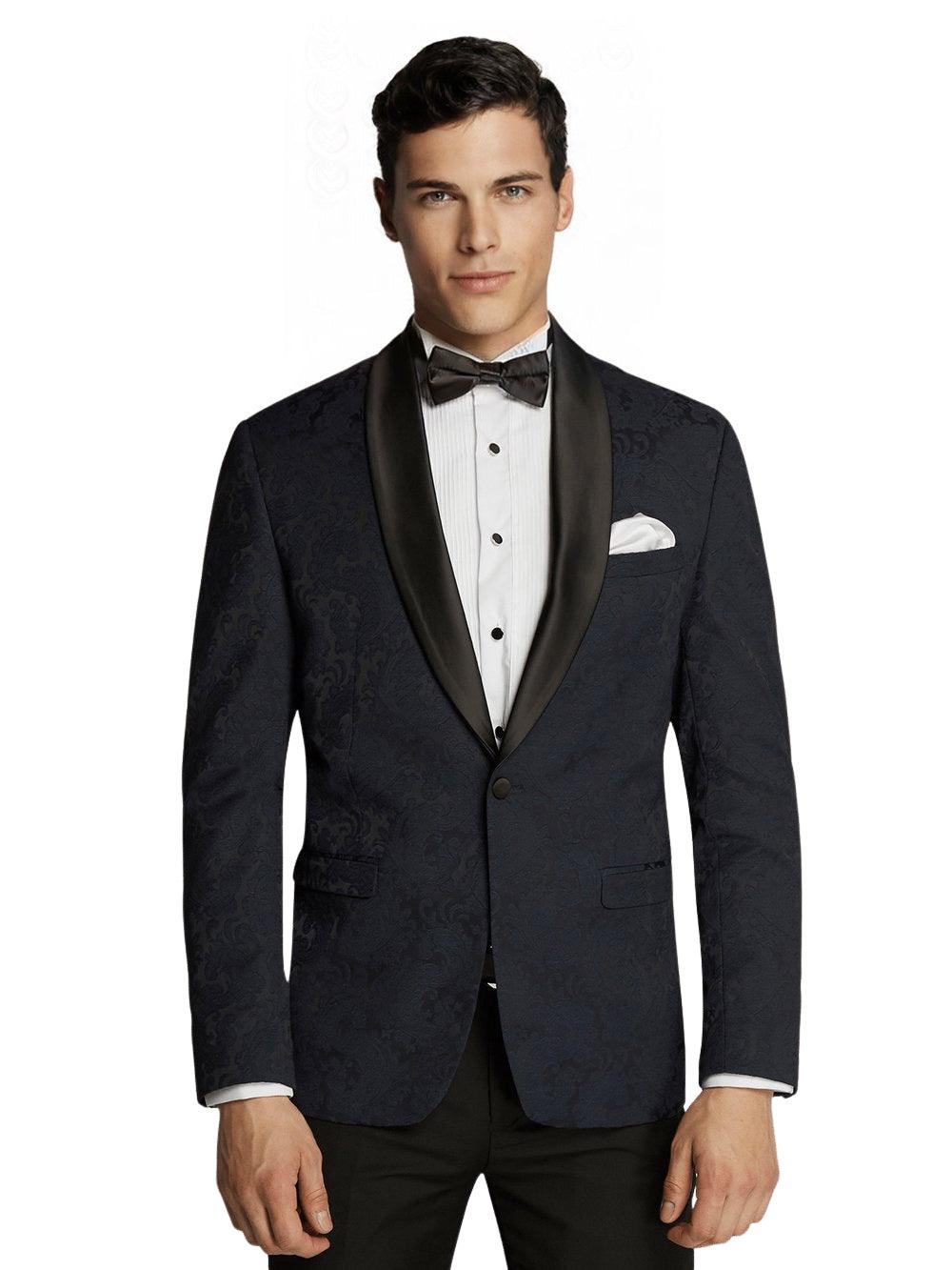 Men s Navy Patterned Tuxedo Dinner Jacket Blazer