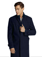 Load image into Gallery viewer, Men's Navy Trench Long Winter Overcoat