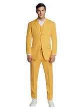 Load image into Gallery viewer, Men Formal Yellow Two-Button Microfiber Suit
