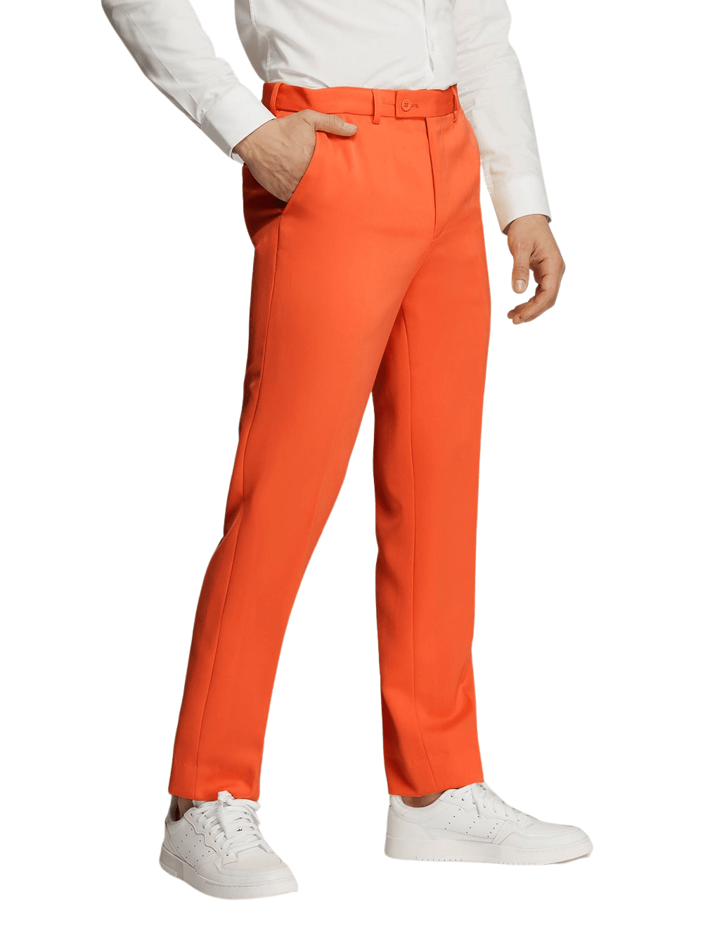 mens orange dress pants Orange Microfiber Pants