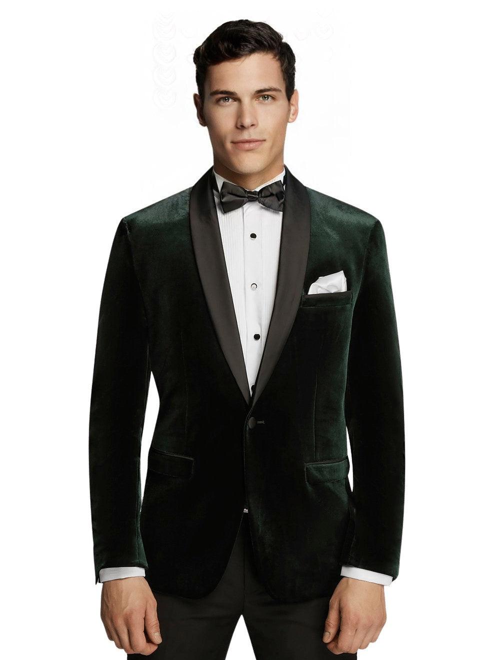 Emerald velvet dinner jacket for a groom