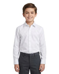 Boy's White Poly Cotton Slim Fit Dress Shirt