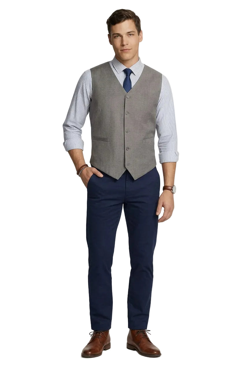 Men's Grey Slim Fit Waistcoat