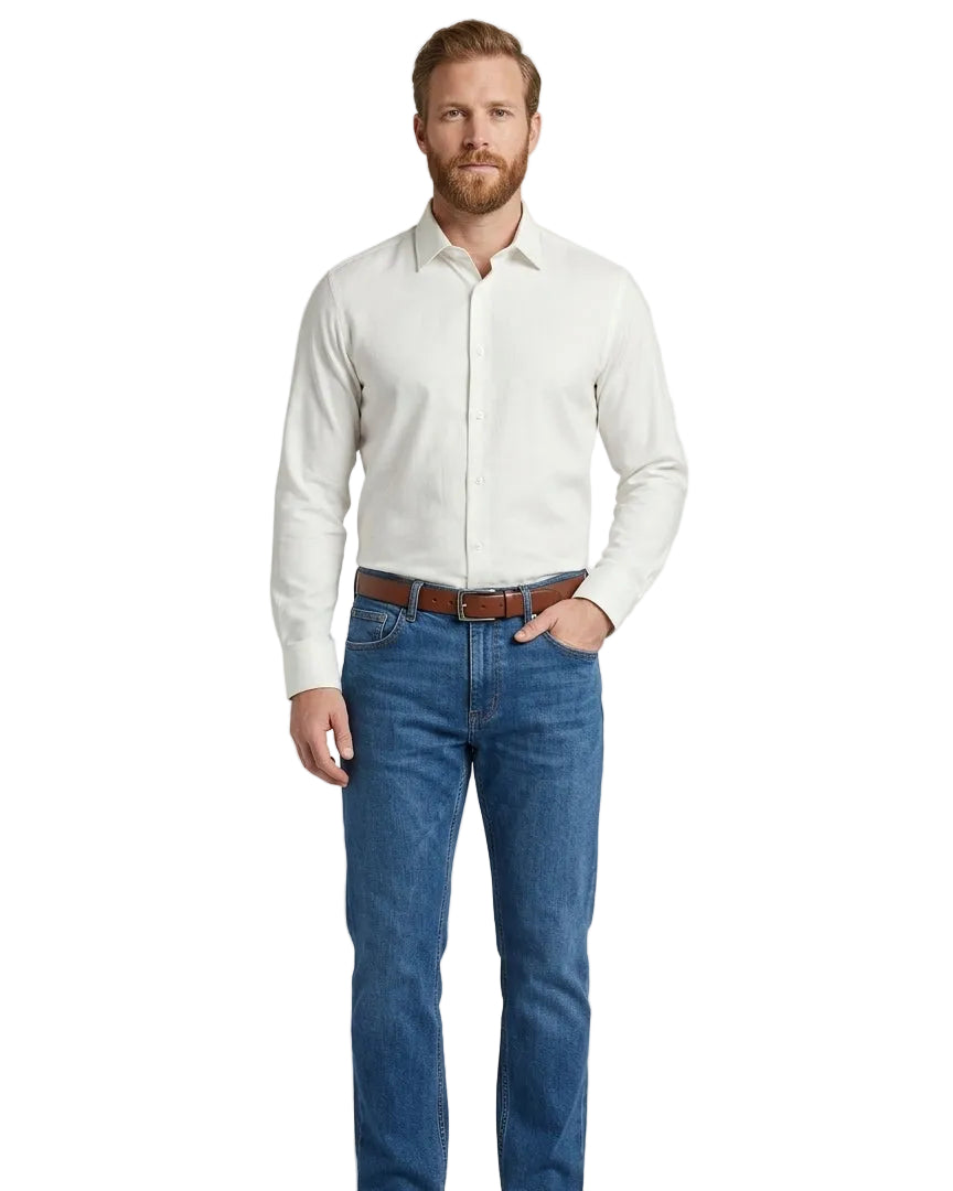 Men's Ivory Bamboo Stretch Slim Fit Shirt