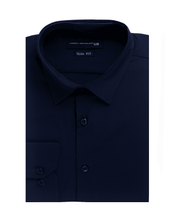 Load image into Gallery viewer, Men's Navy Bamboo Stretch Slim Fit Shirt