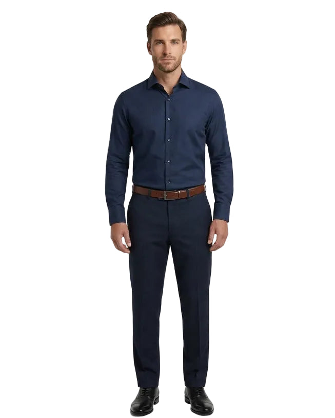 Men's Navy Bamboo Stretch Slim Fit Shirt