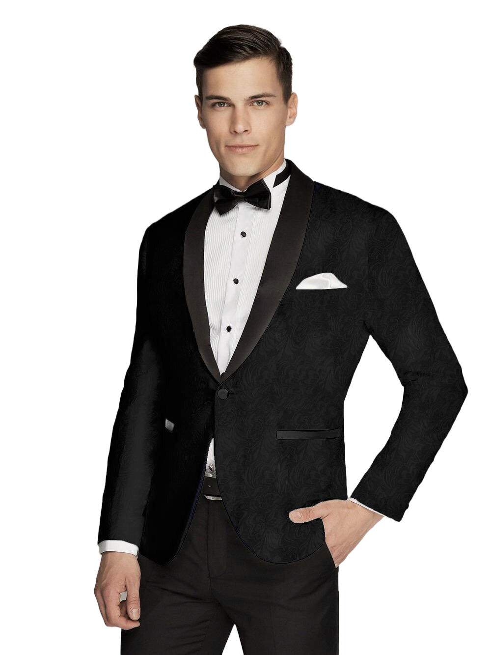 Floral Patterned Black Tuxedo