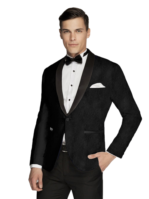 Floral Patterned Black Tuxedo