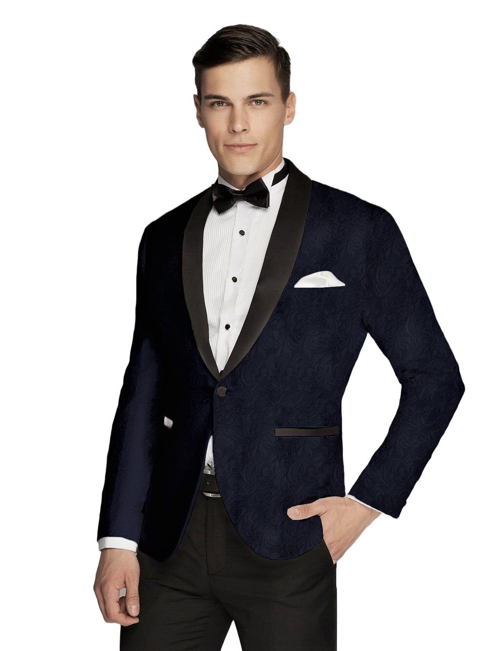 Floral Patterned Navy Tuxedo