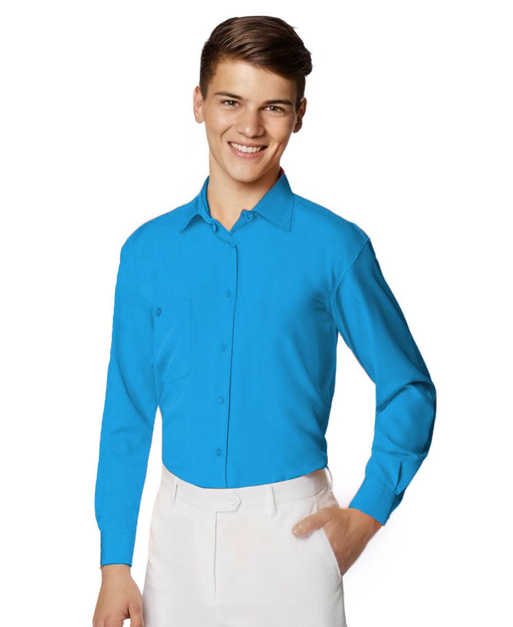 Boy's Aqua Microfiber Coloured Shirt - Threads N Trends