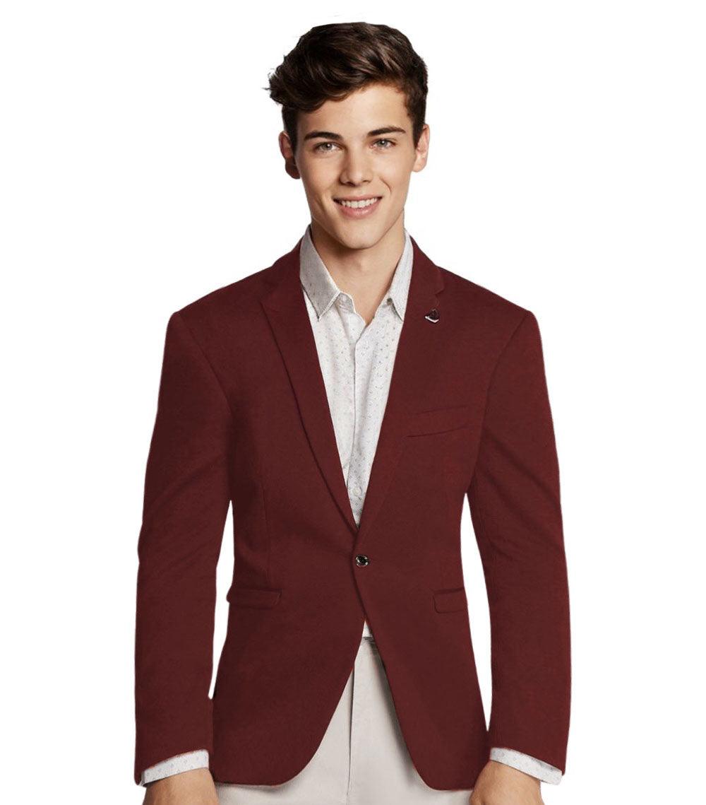 Boy's Burgundy Trendy Formal Slim Fit Sport Jacket/Blazer