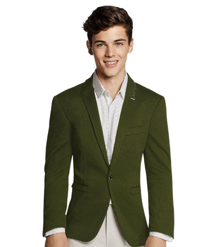 Boy's Olive Trendy Slim Fit Sport Jacket/Blazer