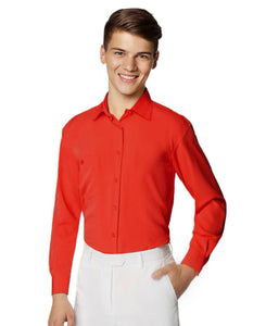 Boy's Formal Red Pure Microfibre Coloured Shirt