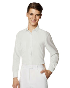 Boy's Formal White Pure Microfibre Coloured Shirt