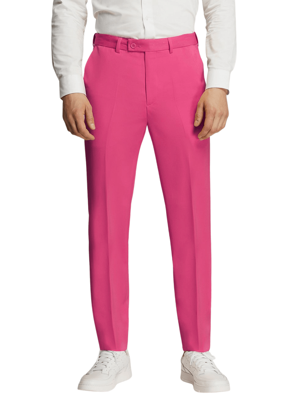 Men's Formal Hot Pink Microfibre Coloured Trousers