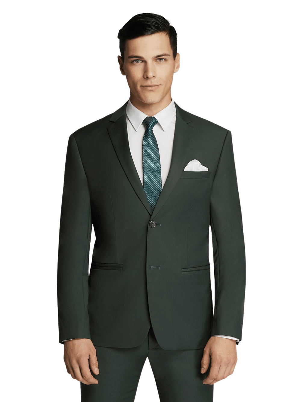 Men's Formal Bottle Green Plain Two-Button SUIT