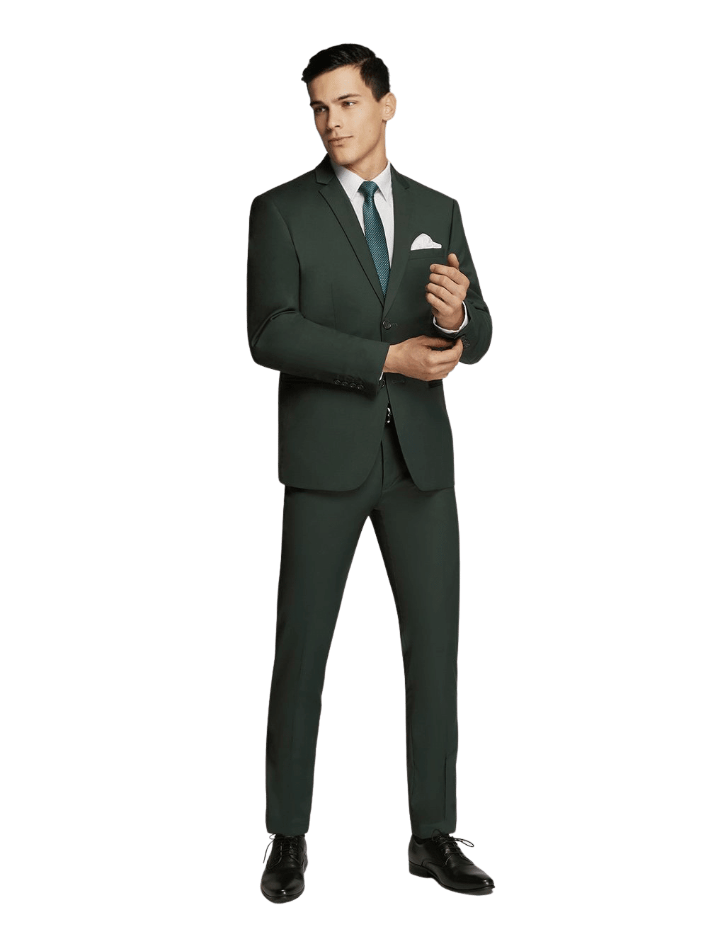 Men's Formal Bottle Green Plain Two-Button SUIT