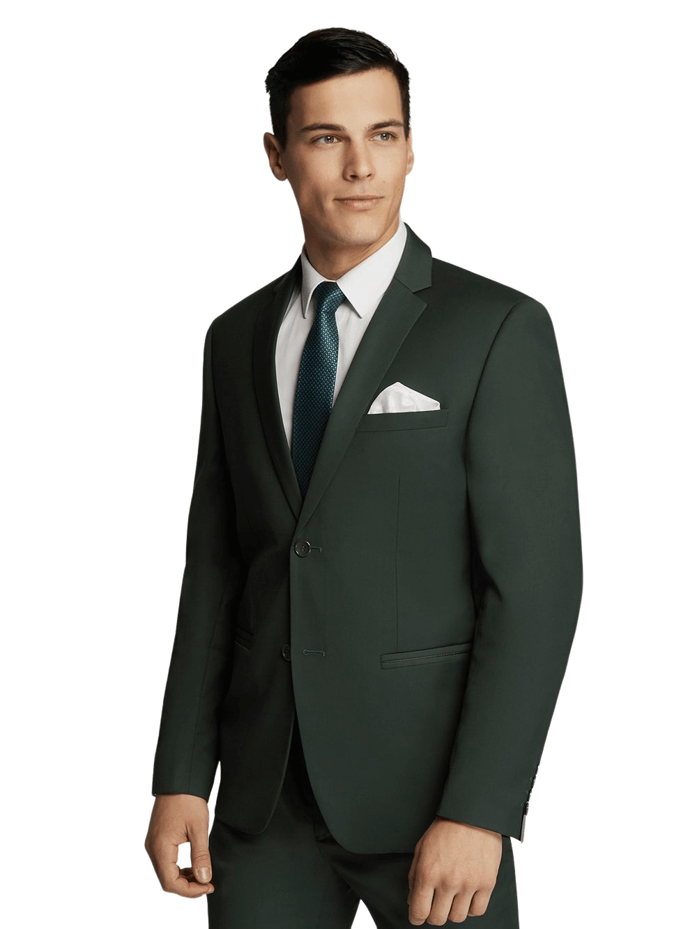 Men's Formal Bottle Green Plain Two-Button SUIT