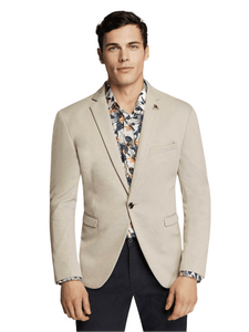 Men's Beige Trendy Formal Slim Fit Sport Jacket/Blazer