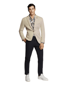Men's Beige Trendy Formal Slim Fit Sport Jacket/Blazer