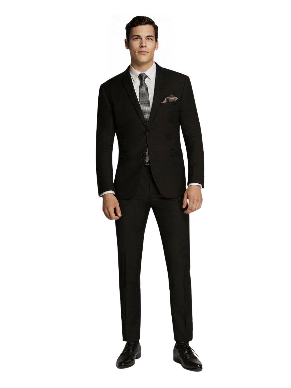 Men's Formal Business Wedding Black Plain Slim Fit Suit