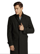 Load image into Gallery viewer, Men’s Black Trench Long Winter Overcoat