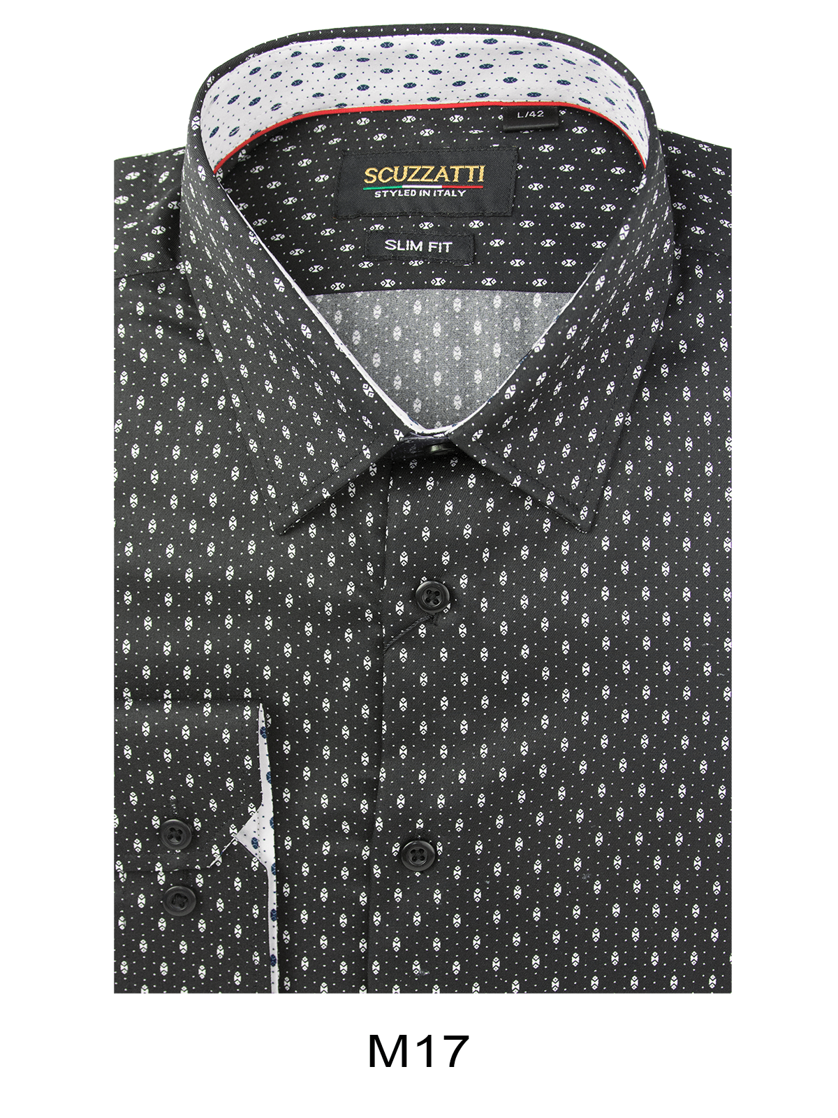 Men's Black with Spotty Slim Fit Shirt