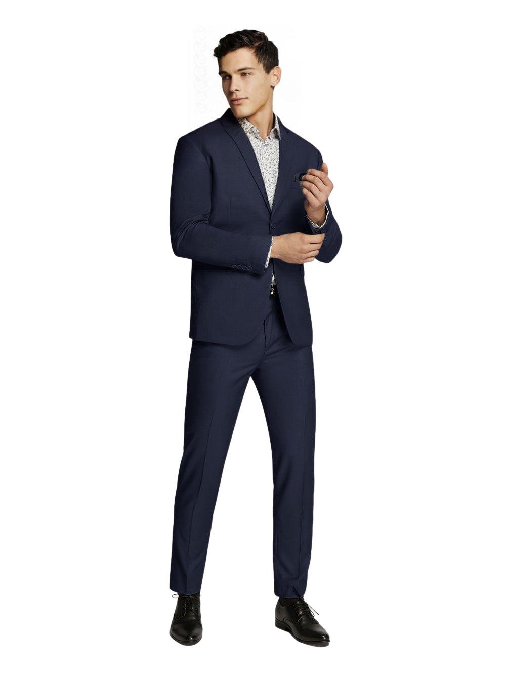 Men's Formal Business Wedding Blue Plain Slim Fit Suit