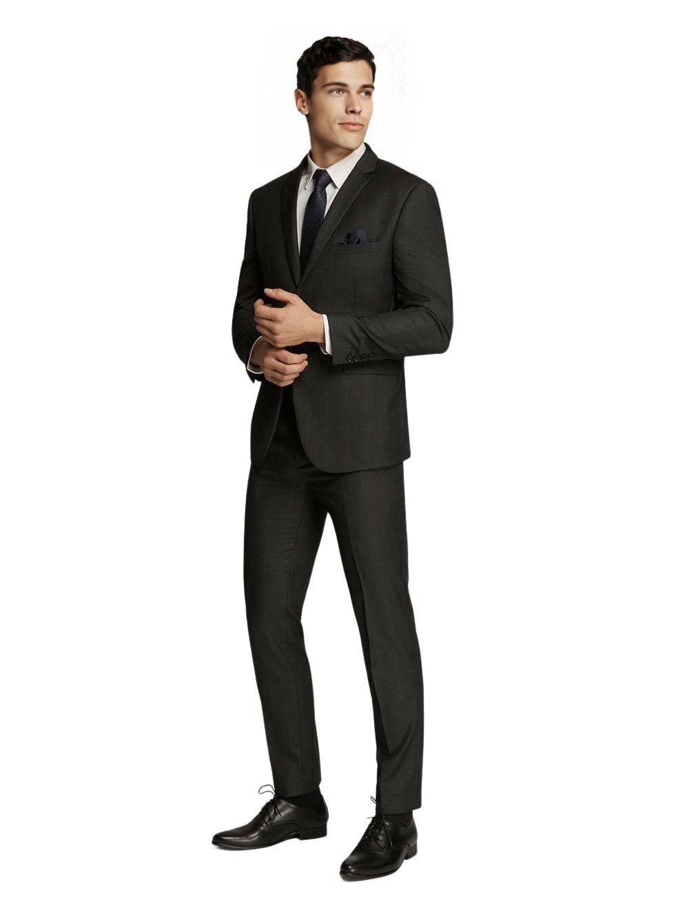 Men’s Charcoal Prince of Wales Check Slim Fit SUIT