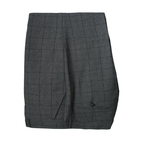 Men's Formal Charcoal Stretchy Windowpane Check Slim Fit Trousers