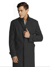 Load image into Gallery viewer, Men’s Charcoal Trench Long Winter Overcoat