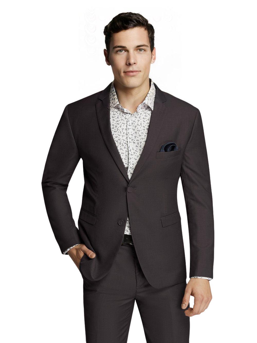 Men's Formal Business Wedding Chocolate Plain Slim Fit Jacket