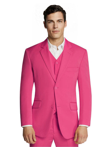 Men Formal Hot Pink Two-Button Microfibre JACKET