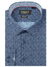 Load image into Gallery viewer, Men&#39;s Navy Flower Printed Slim Fit Shirt