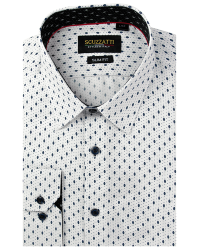 Men's White with Spotty Slim Fit Shirt - Threads N Trends