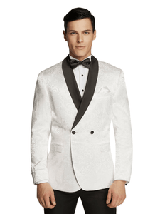 Men's White/Black Dressy Paisley Tuxedo Dinner Jacket