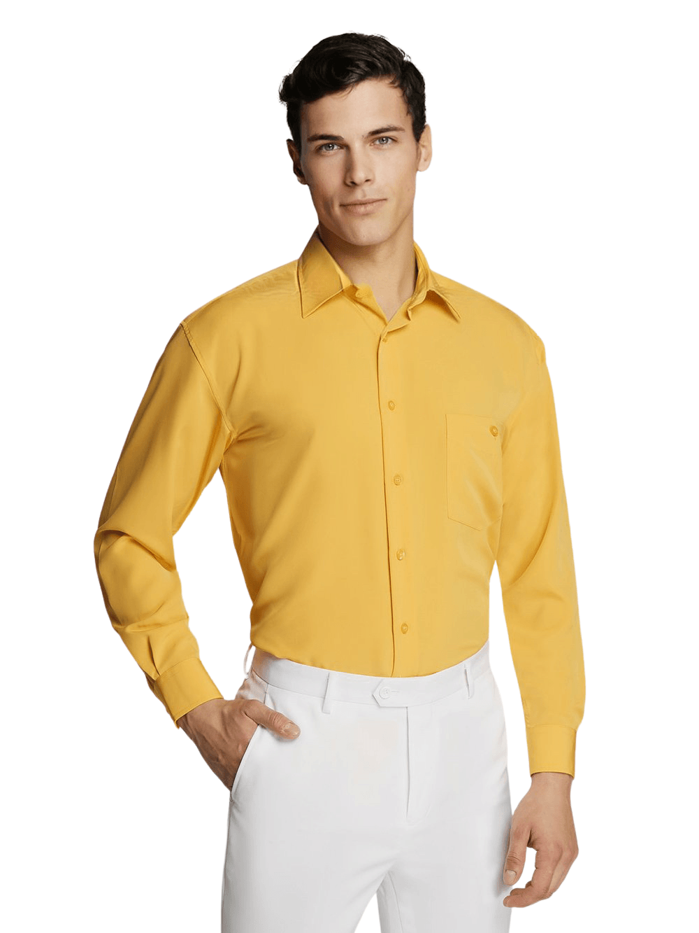 Men's Formal Business Yellow Pure Microfibre Coloured Shirt