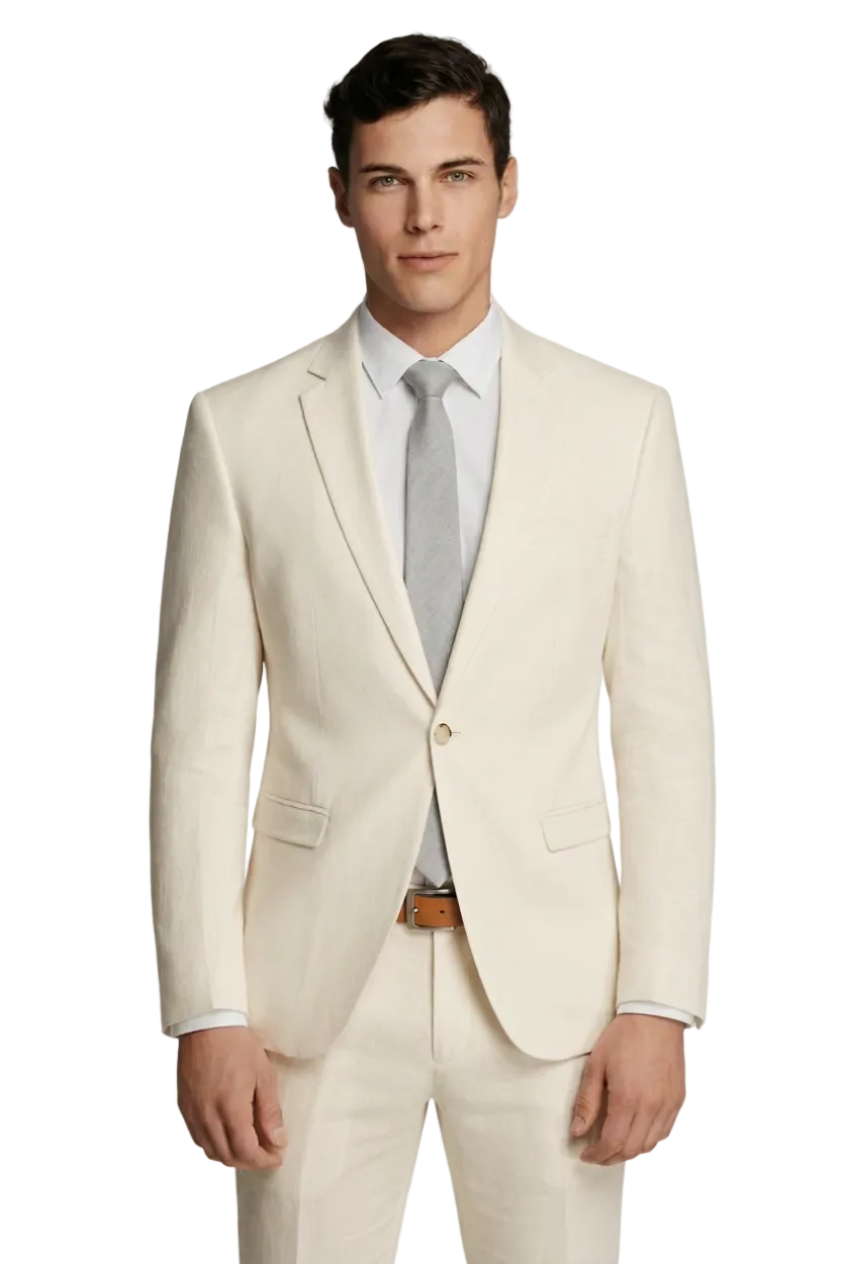 Men's Business Formal Ivory Linen Sport Jacket Stylish Blazer