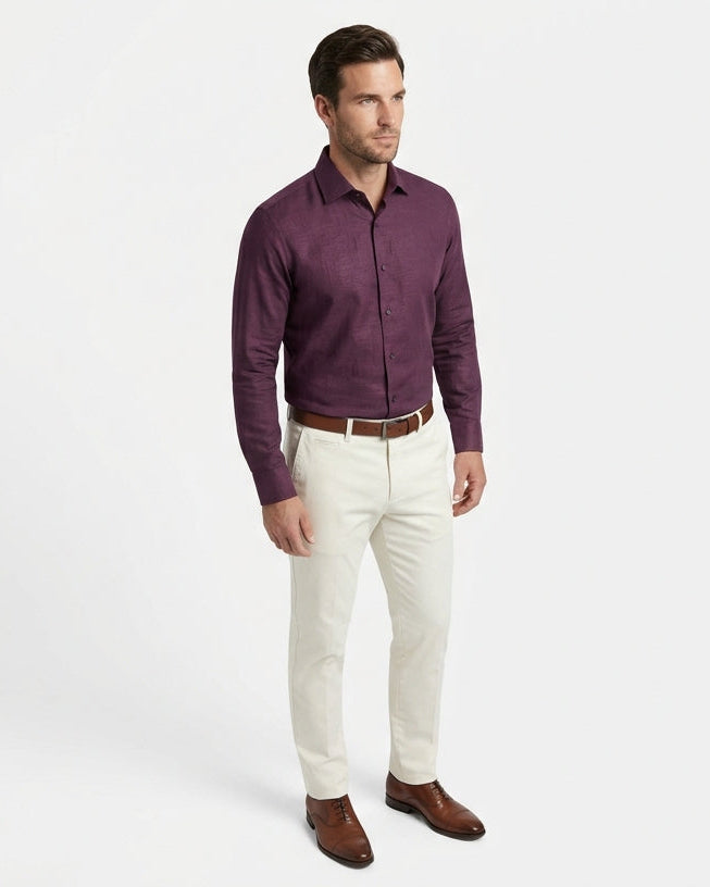 Men's Plum Bamboo Stretch Slim Fit Shirt