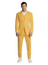 Load image into Gallery viewer, Men Formal Yellow Two-Button Microfiber Suit