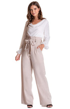 Load image into Gallery viewer, Women's Beige Paper Bag Waist Wide Leg Pants - Threads N Trends