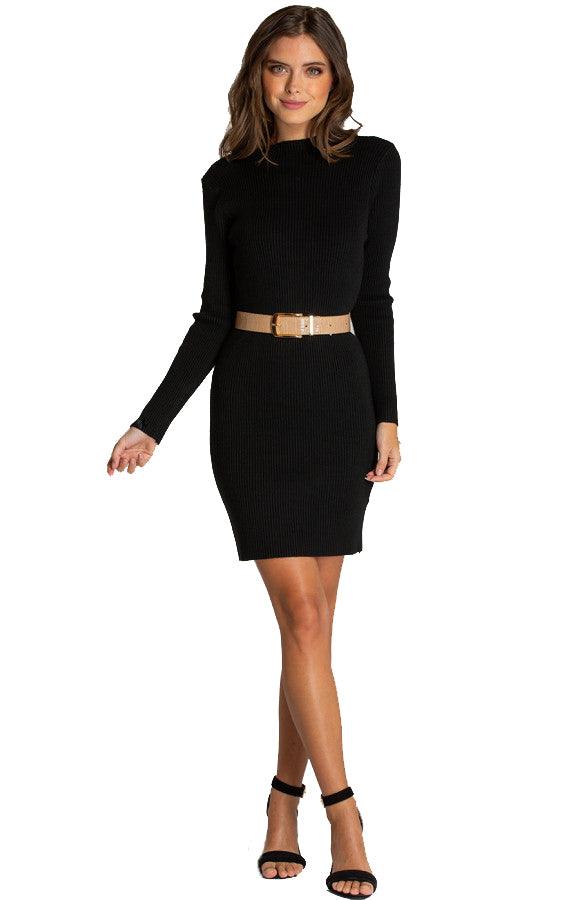 Women's Black Fitted Knit Sweater Pullover Long Sleeve