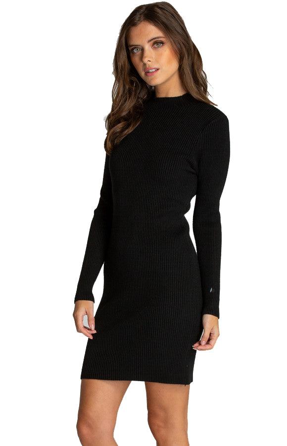Women's Black Fitted Knit Sweater Pullover Long Sleeve
