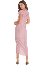 Load image into Gallery viewer, Women&#39;s Blush Asymmetric Hemline Dress with Embroidery Lace Top