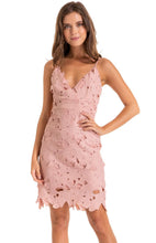 Load image into Gallery viewer, Women&#39;s Blush Embroidery Sunflower Strap Dress with V Neckline